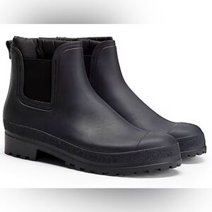 8 by YOOX Black Rubber Rain Chelsea Ankle Boots EU 39